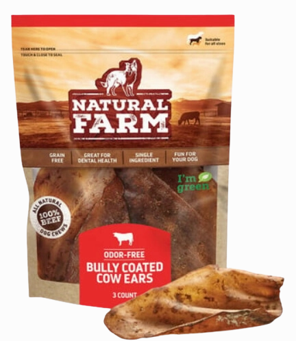 Natural Farm Natural Cow Ears Bully Stick Flavor 3-Pack Bag