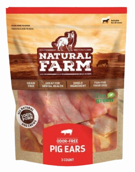 Natural Farm Pig Ears 3-Pack Bag