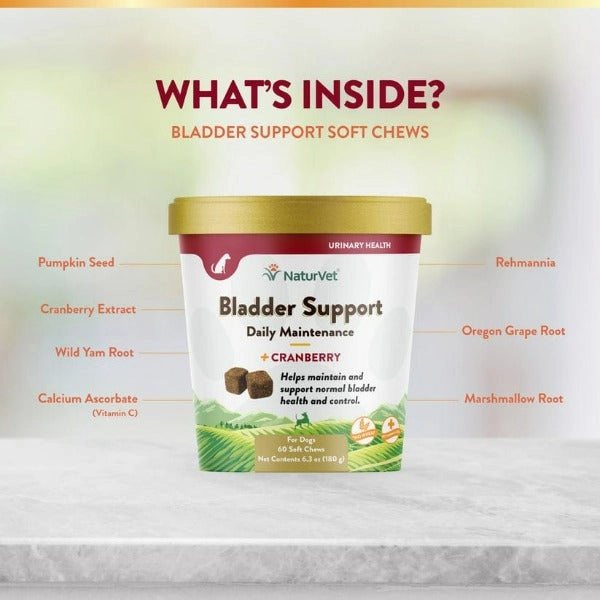 NaturVet Bladder Support plus Cranberry Soft Chews For Dogs
