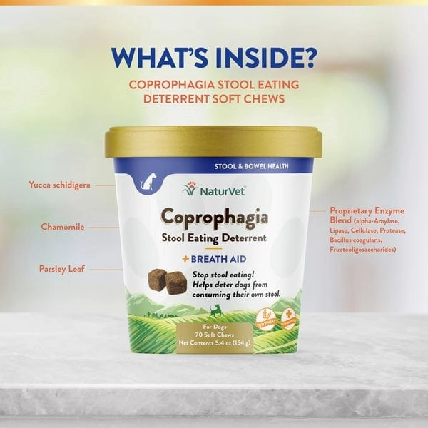 NaturVet Coprophagia Stool Eating Deterrent plus Breath Aid Soft Chews for Dogs