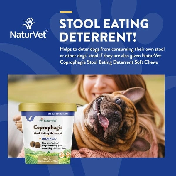 NaturVet Coprophagia Stool Eating Deterrent plus Breath Aid Soft Chews for Dogs