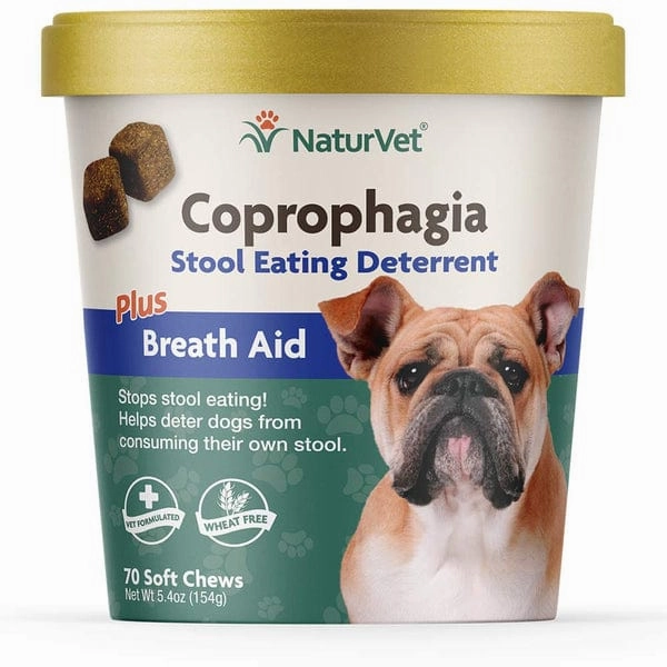NaturVet Coprophagia Stool Eating Deterrent plus Breath Aid Soft Chews for Dogs