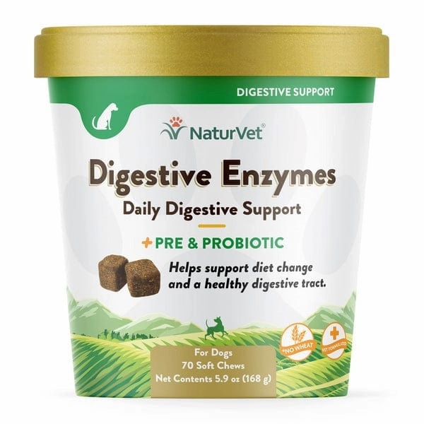 NaturVet Digestive Enzymes Plus Prebiotics & Probiotics Soft Chews for Dogs