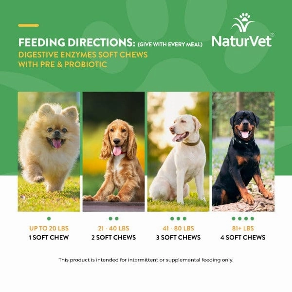 NaturVet Digestive Enzymes Plus Prebiotics & Probiotics Soft Chews for Dogs