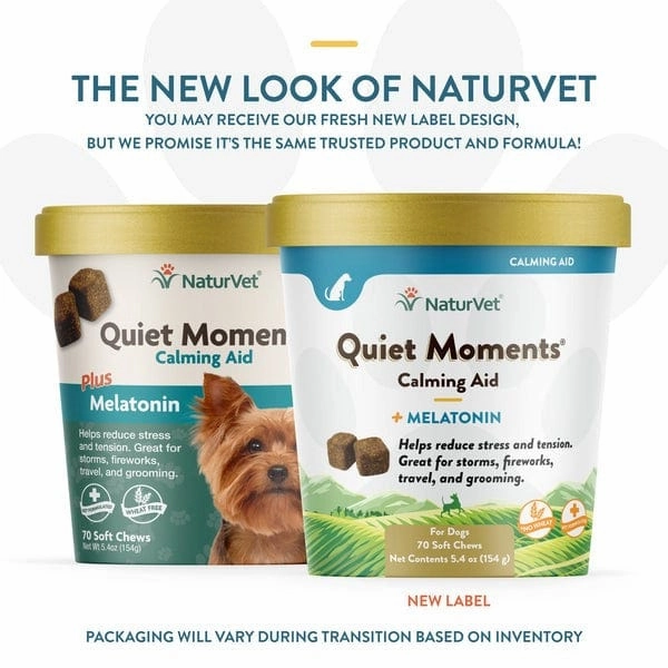 NaturVet Quiet Moments Calming Aid Plus Melatonin Soft Chews For Dogs
