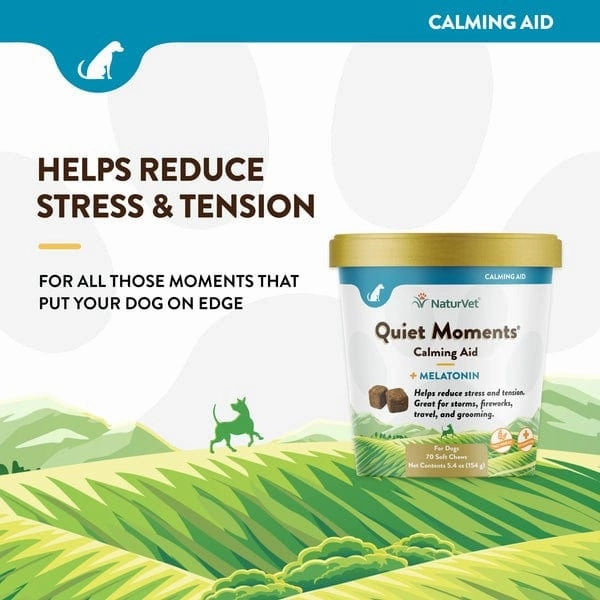 NaturVet Quiet Moments Calming Aid Plus Melatonin Soft Chews For Dogs