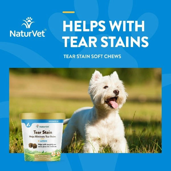 NaturVet Tear Stain Supplement with Lutein Soft Chews For Dogs & Cats