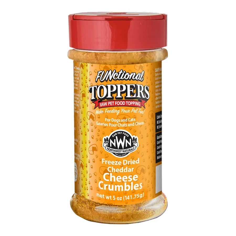 Northwest Naturals Freeze-Dried FUNctional Toppers - Cheddar Cheese Crumbles 5oz Shaker Jar