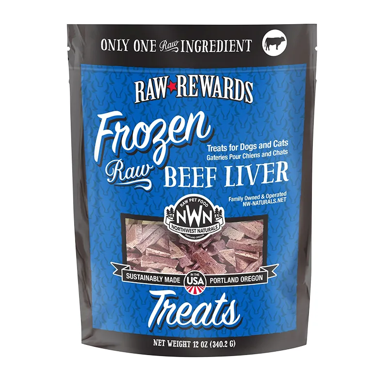 Northwest Naturals Raw Rewards Frozen Dog & Cat Treats Beef Liver 12oz Bag