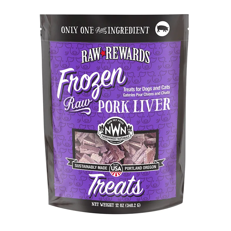 Northwest Naturals Raw Rewards Frozen Dog & Cat Treats Pork Liver 12oz Bag