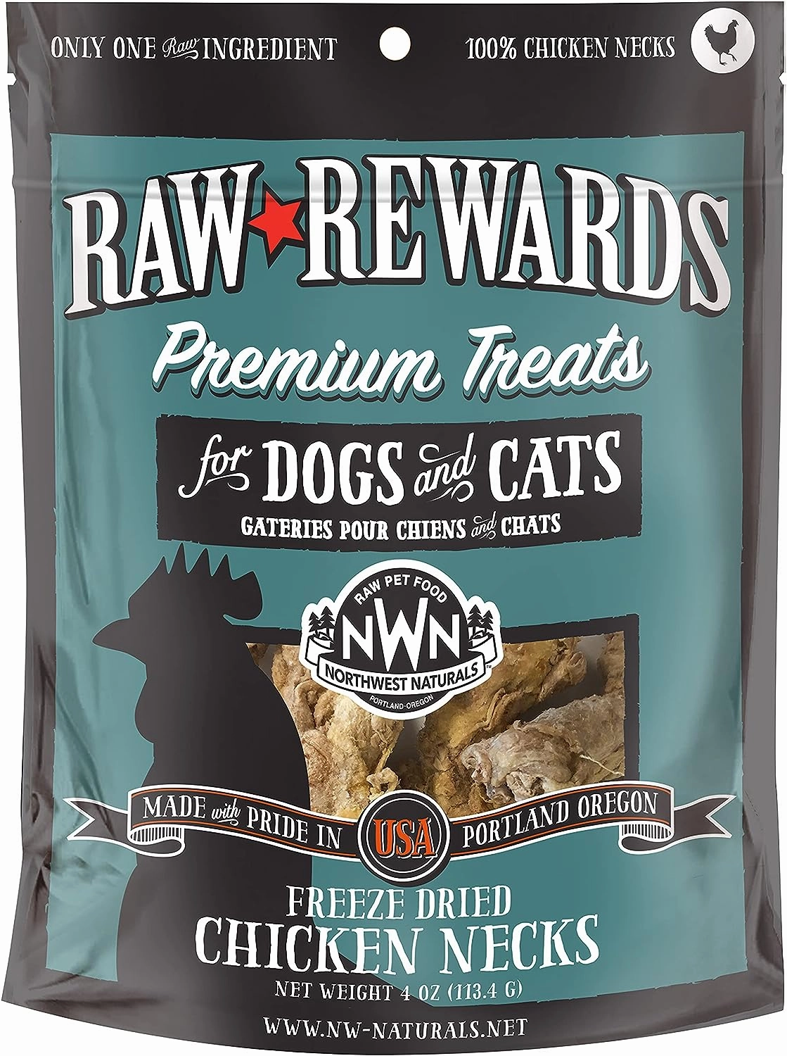 Northwest Naturals Freeze-Dried Neck Chews - Chicken Necks 10pk Bag