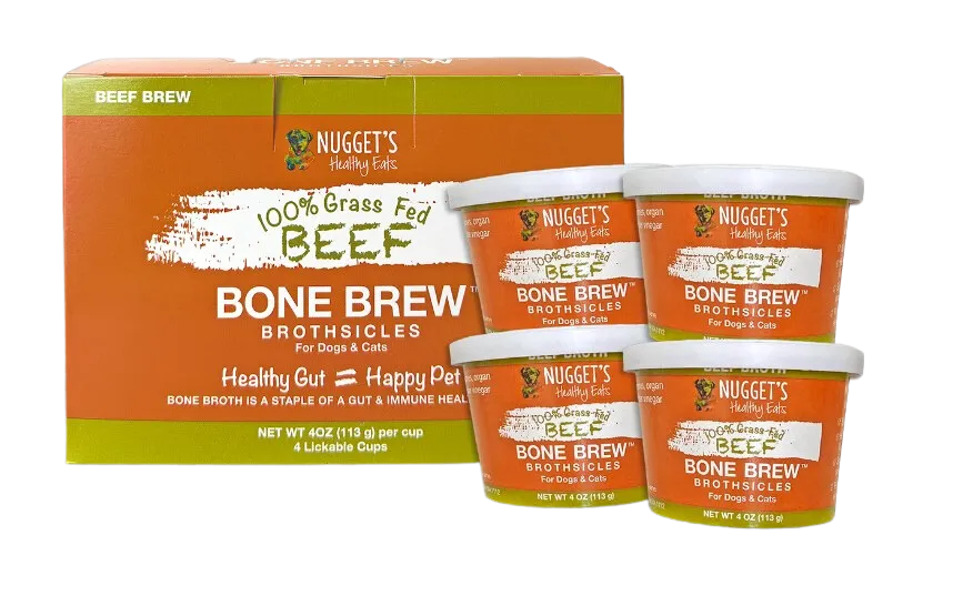 Nugget's Healthy Eats Dog/Cat Frozen Beef Bone Broth 4oz 4 PACK