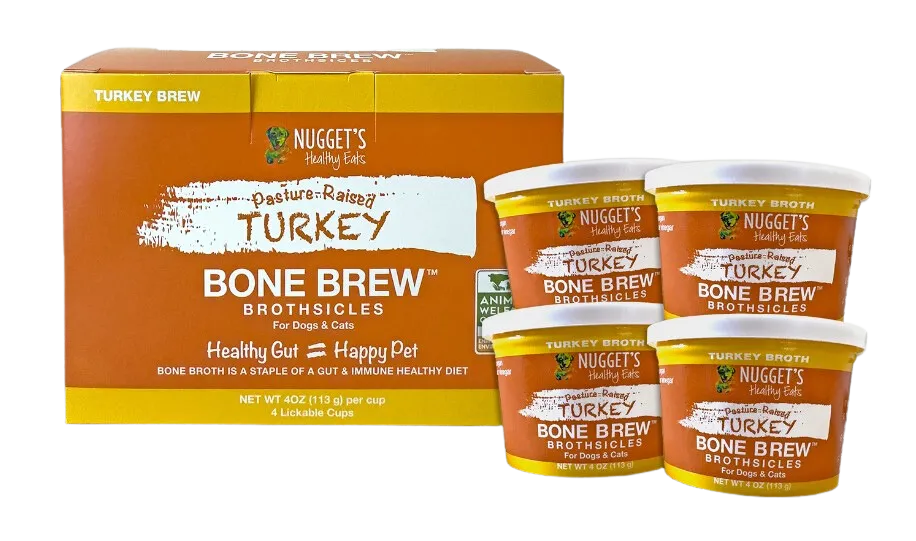 Nugget's Healthy Eats Dog/Cat Frozen Bone Broth Turkey 4oz 4 PACK