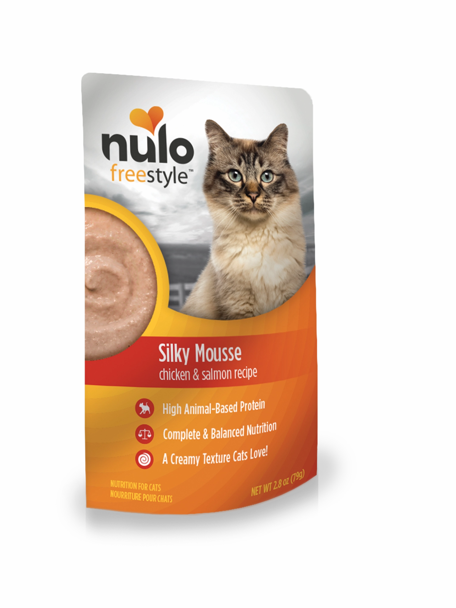Nulo Wet Cat Food FreeStyle Silky Mousse Grain-Free Chicken & Salmon Recipe 2.8oz Pouch Single