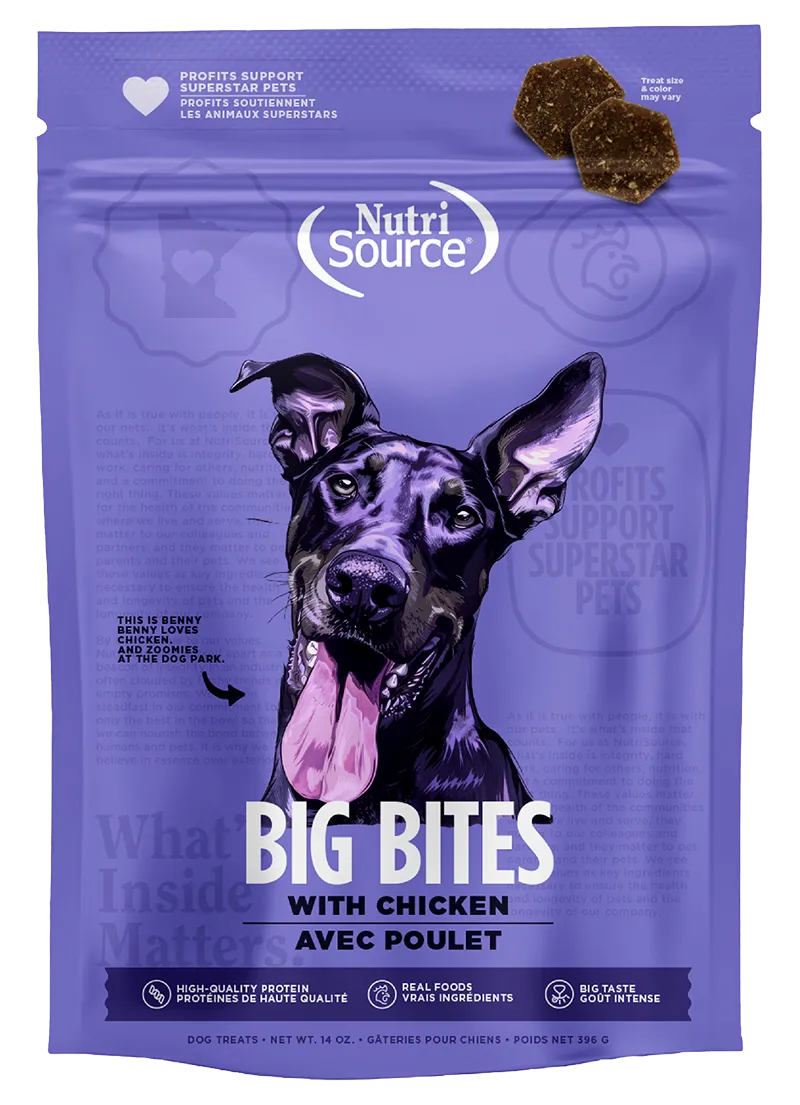 Nutrisource Big Bites Chicken Dog Treats 14oz Bag