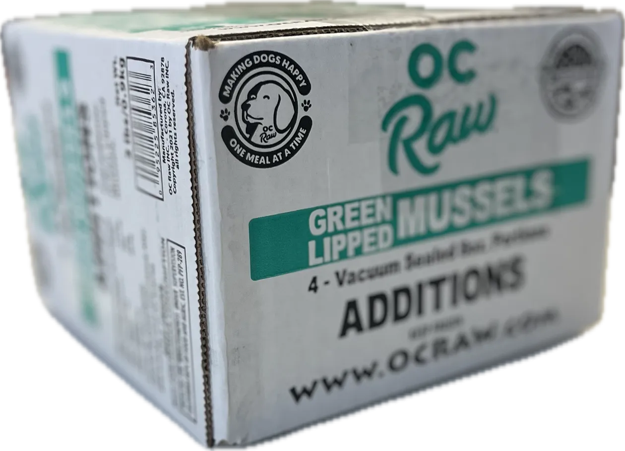 OC Raw Frozen Additions for Dogs & Cats - Green Lipped Mussels 2lb Box