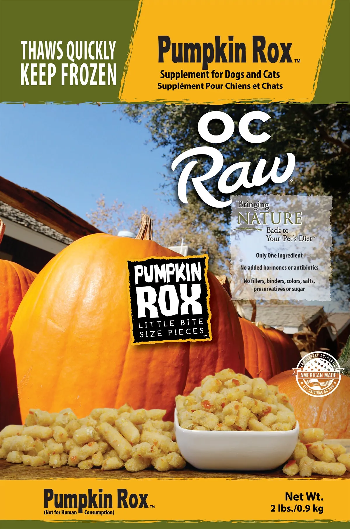 OC Raw Frozen Dog & Cat Food Meaty Rox - Pumpkin 2lb