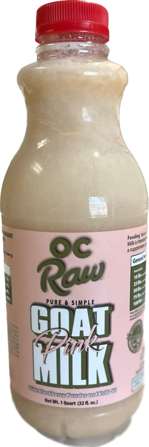 OC Raw Frozen Pure & Simple Pink Goat Milk w/ Krill Oil & Blackberry 32oz