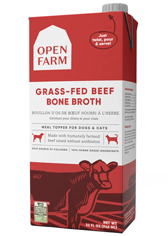 Open Farm Bone Broth Topper for Dogs & Cats - Grass-Fed Beef 32oz Tetra
