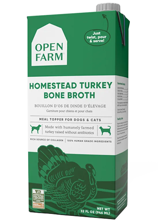 Open Farm Bone Broth Topper for Dogs & Cats - Homestead Turkey 32oz Tetra