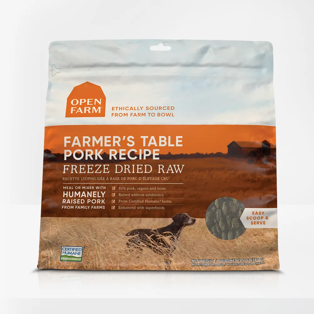 Open Farm Freeze-Dried Raw Morsels Dog Food Farmer's Table Pork Recipe