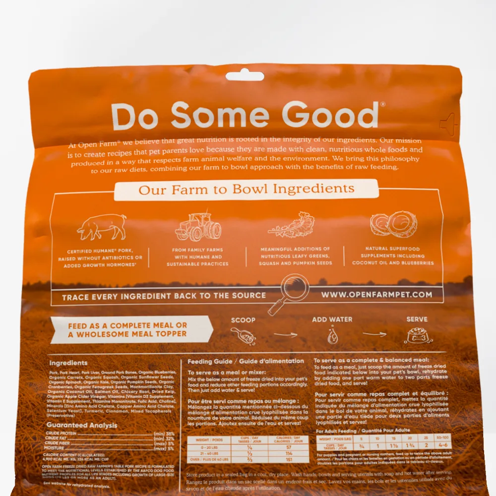 Open Farm Freeze-Dried Raw Morsels Dog Food Farmer's Table Pork Recipe