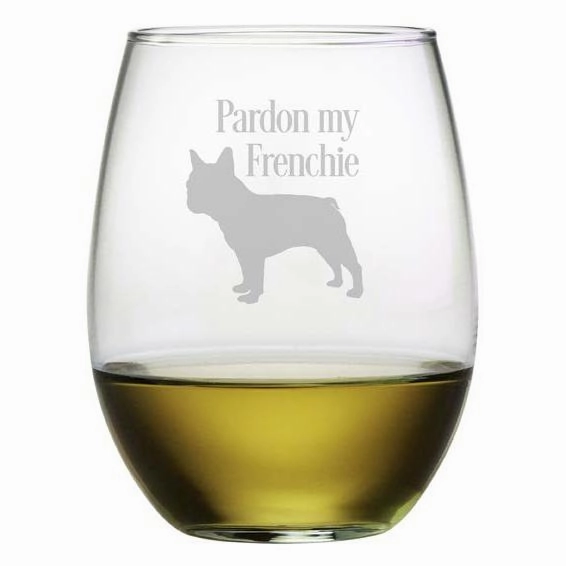 Pardon My Frenchie Stemless Wine Glasses, Set Of 4
