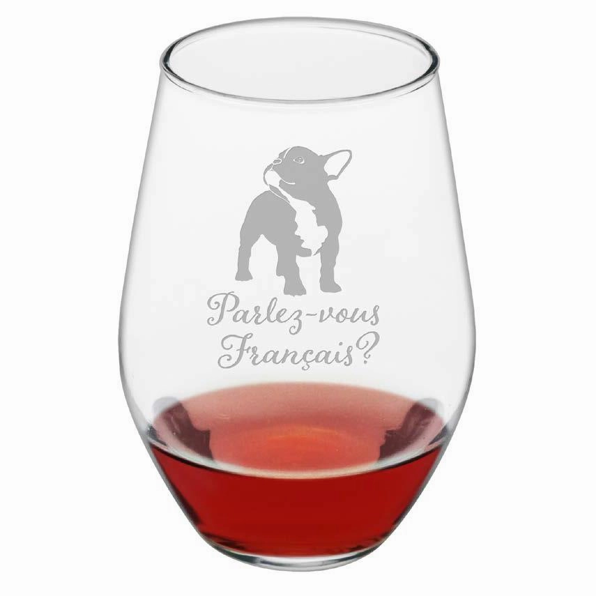 Parlez-Vous Francais Stemless Wine Glasses, Set Of 4