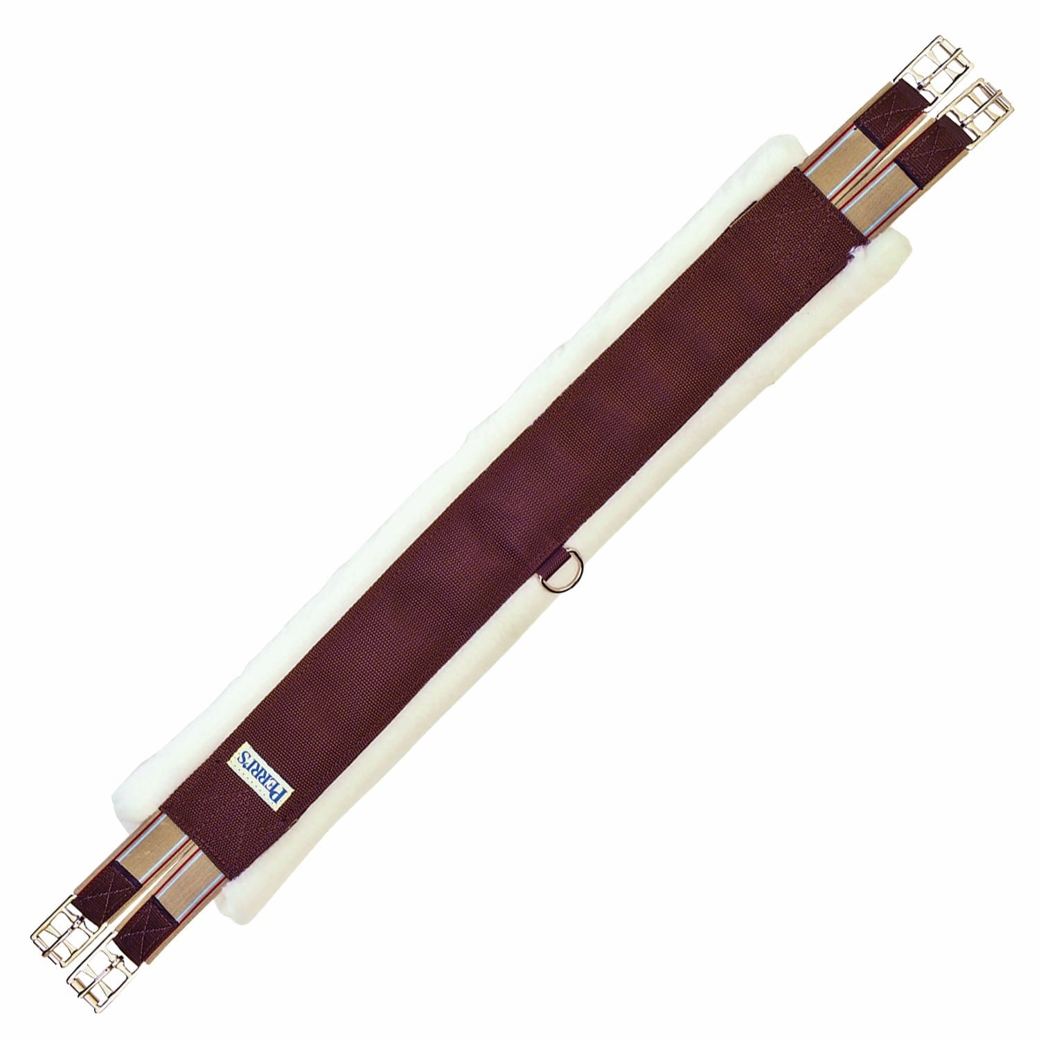 Perri's Nylon Fleece Girth, Double Elastic End, Brown