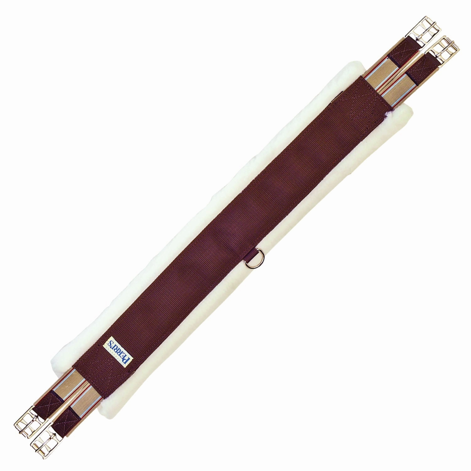 Perri's Nylon Fleece Girth, Double Elastic End, Brown