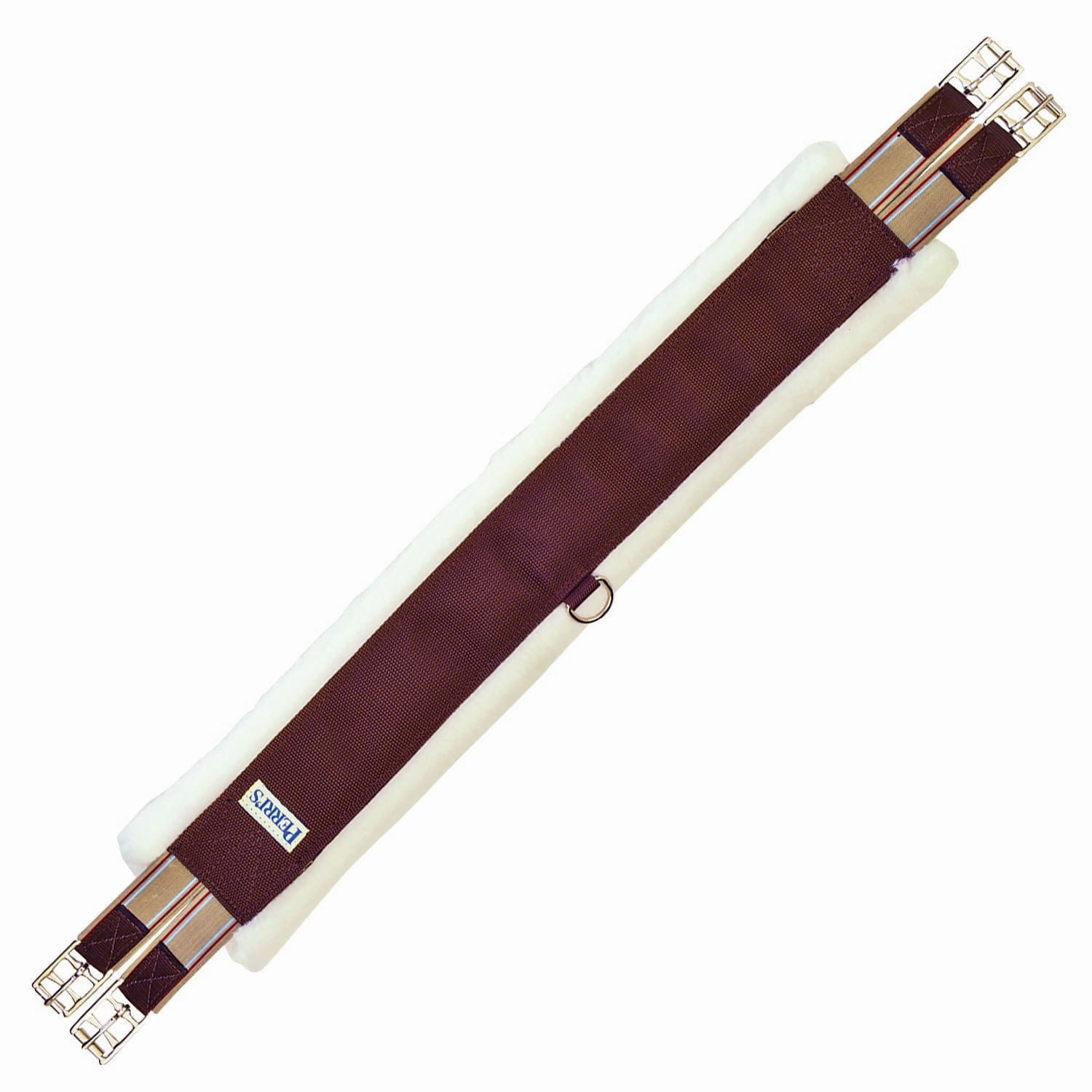 Perri's Nylon Fleece Girth, Double Elastic End, Brown