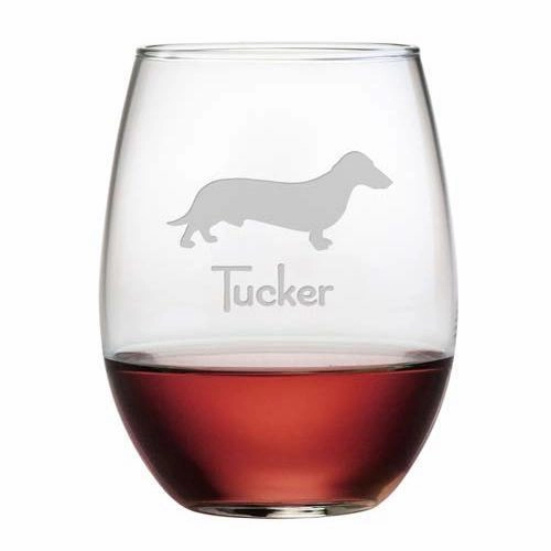 Personalized Dachshund Stemless Wine Glasses, Set Of 4