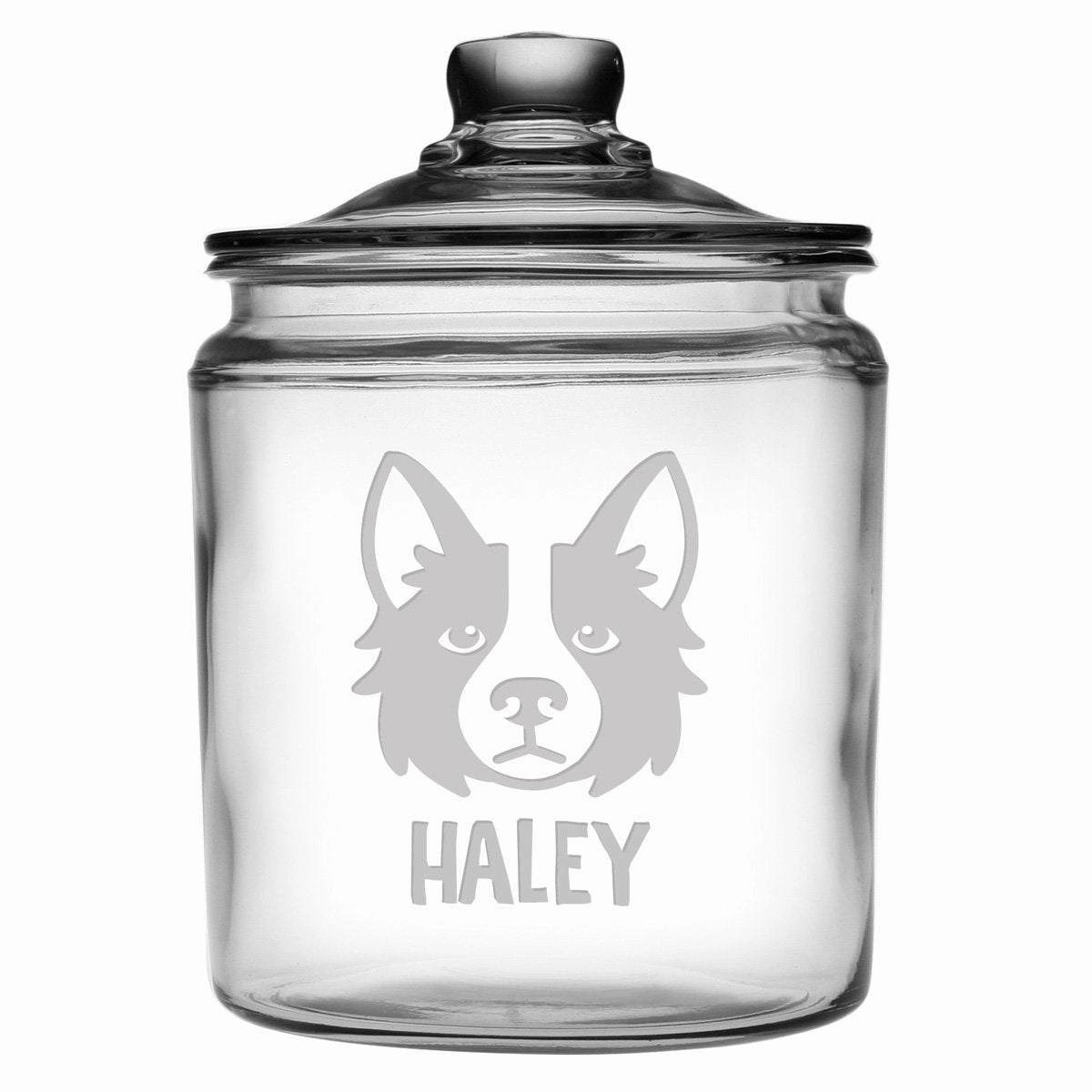 Personalized Dog Faces Breed Glass Dog Treat Jar