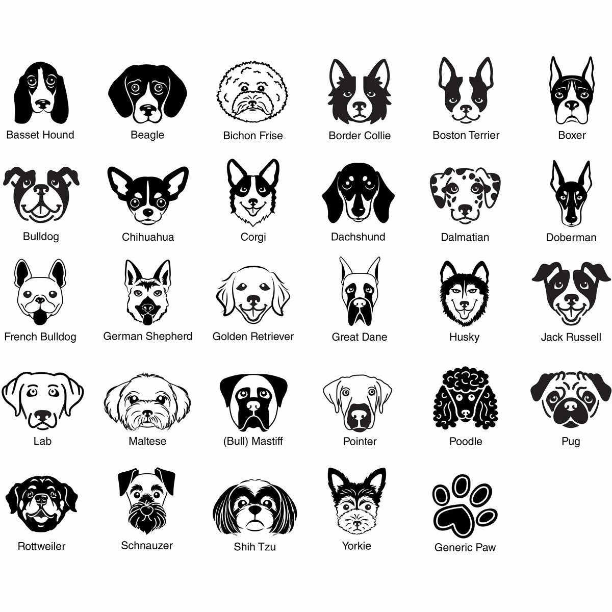 Personalized Dog Faces Breed Glass Dog Treat Jar