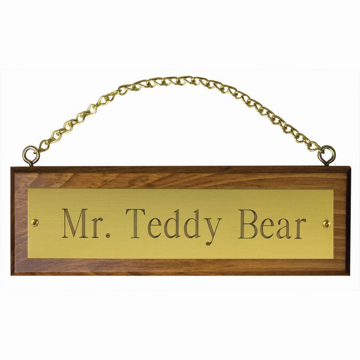 Personalized Engraved Wooden Stall Sign with Chain