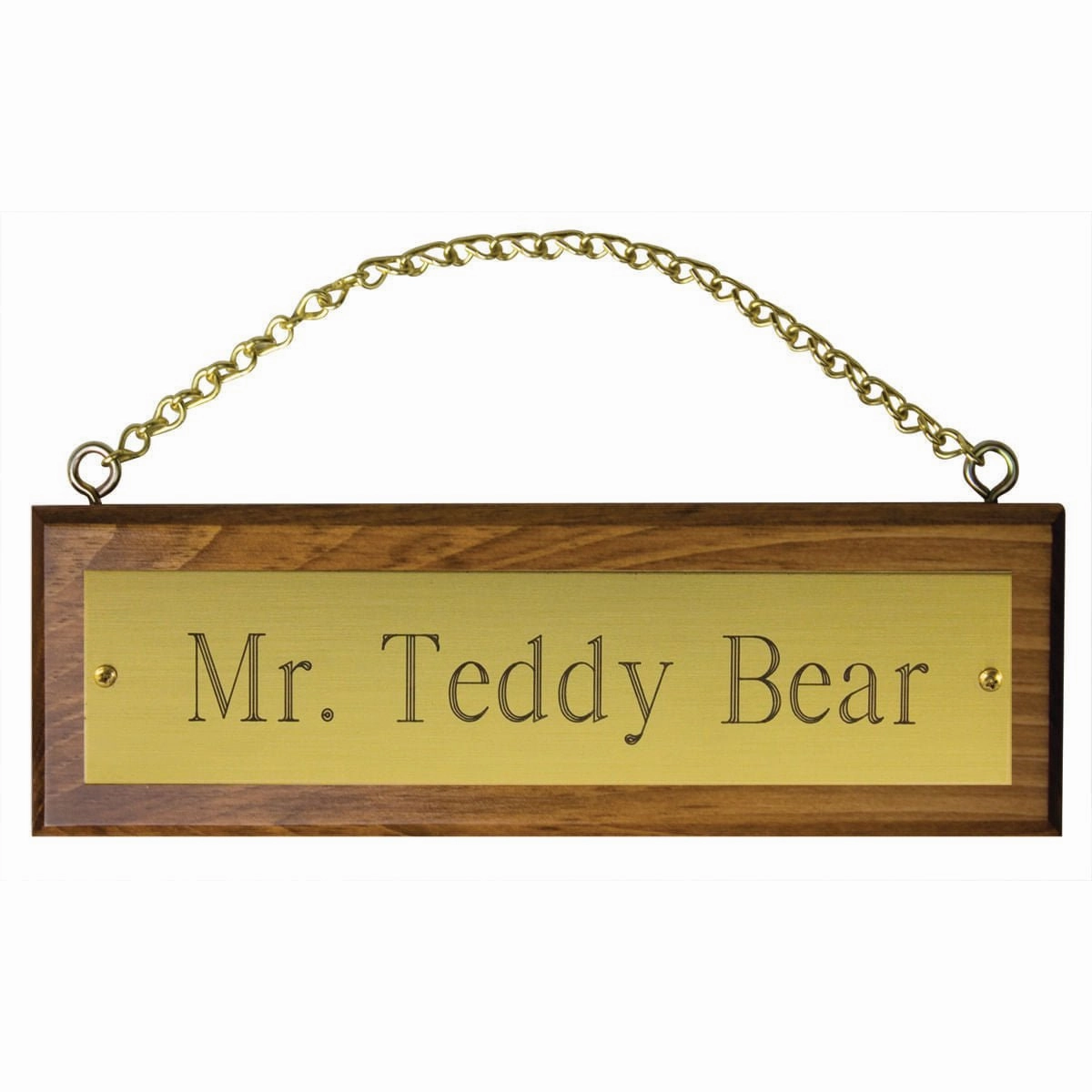 Personalized Engraved Wooden Stall Sign with Chain