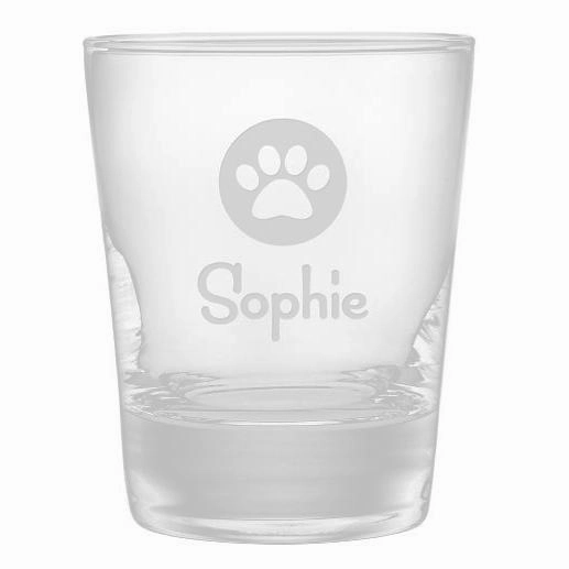 Personalized Paw Print Double Old Fashioned Glasses, Set Of 4