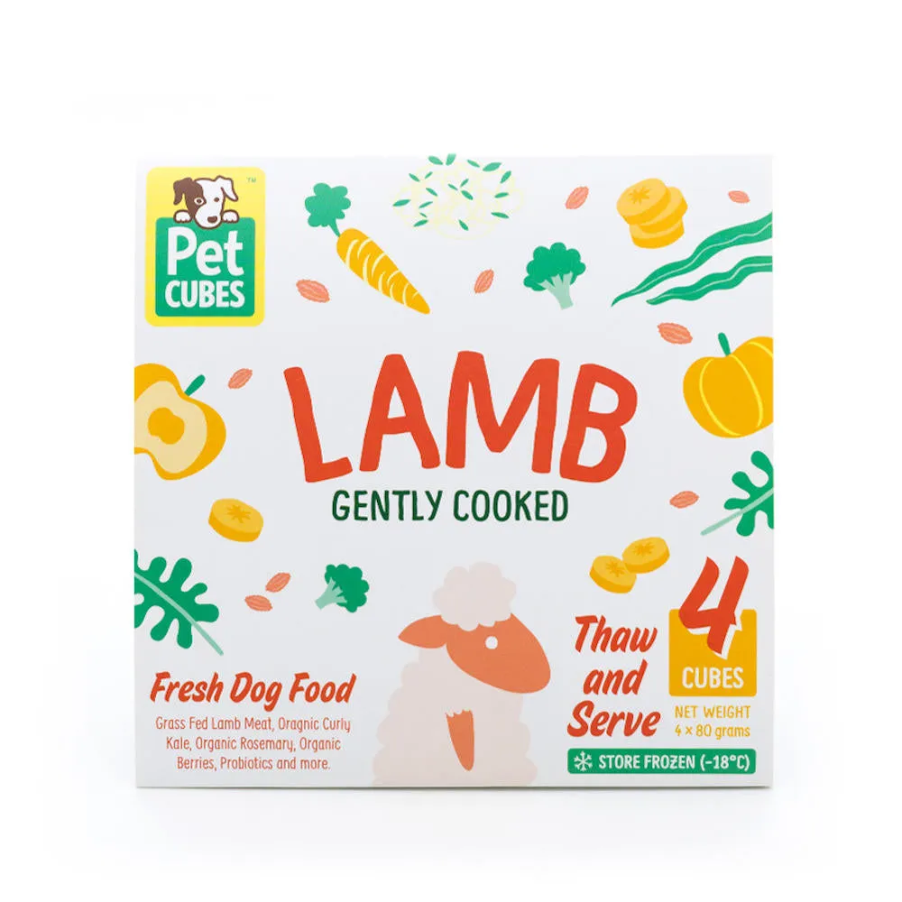 PetCubes Gently Cooked Lamb Grain-Free Frozen Dog Food 2.24kg