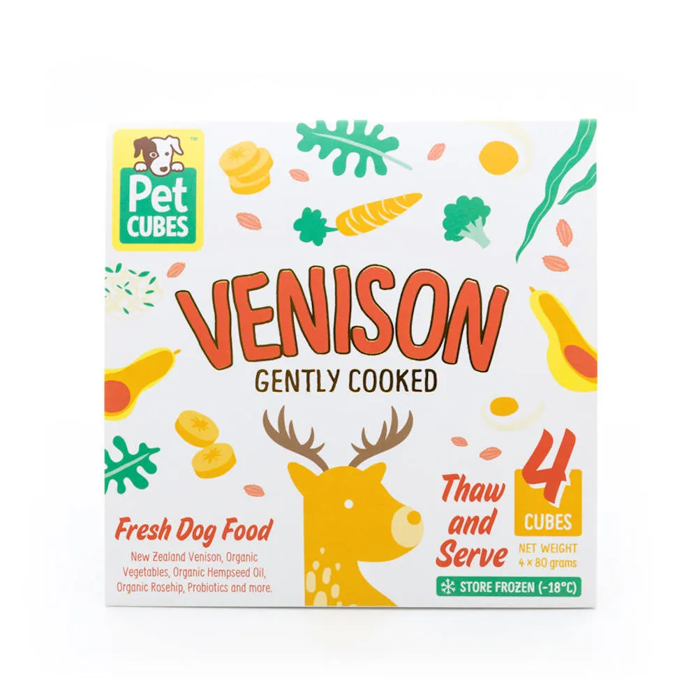 PetCubes Gently Cooked Venison Grain-Free Frozen Dog Food 2.24kg