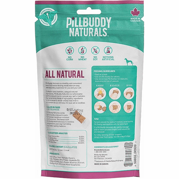 Pill Buddy Naturals Pill Hiding Treat for Dogs; Grilled Duck Recipe