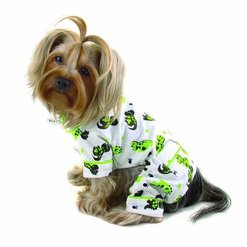 Playful Dinosaur Flannel Dog Pajamas