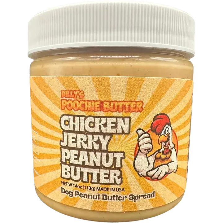 Poochie Butter Dog Chicken Jerky Flavored Peanut Butter 4oz Jar
