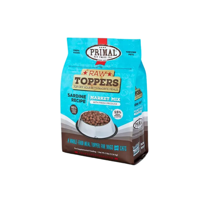 Primal Frozen Raw Dog Food Market Mix Topper - Sardine 5lb