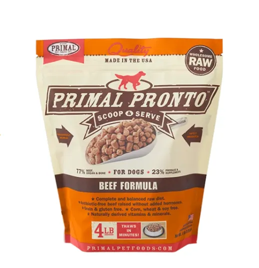 Primal Pronto Dog Raw Beef 4lbs.