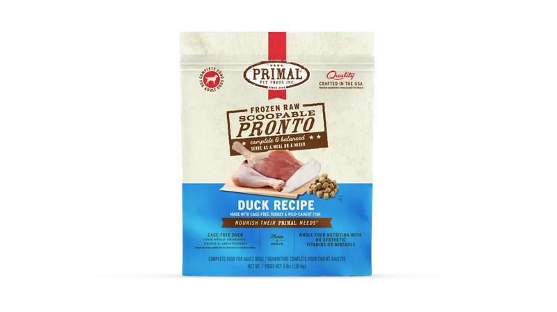 Primal Pronto Dog Raw Duck 4lbs.