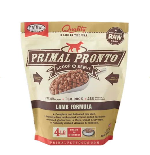 Primal Pronto Dog Raw Lamb 4lbs.