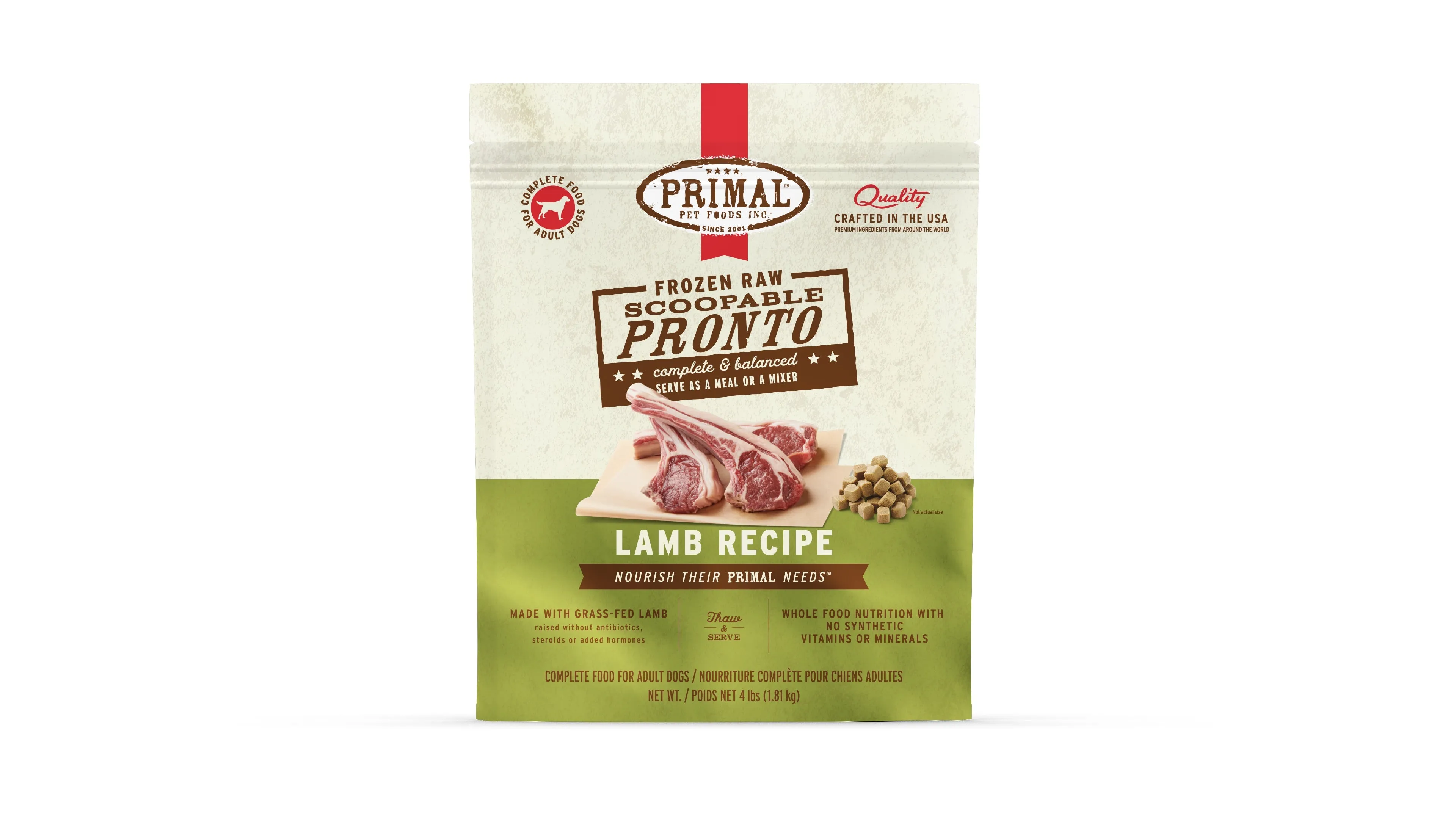Primal Pronto Dog Raw Lamb 4lbs.