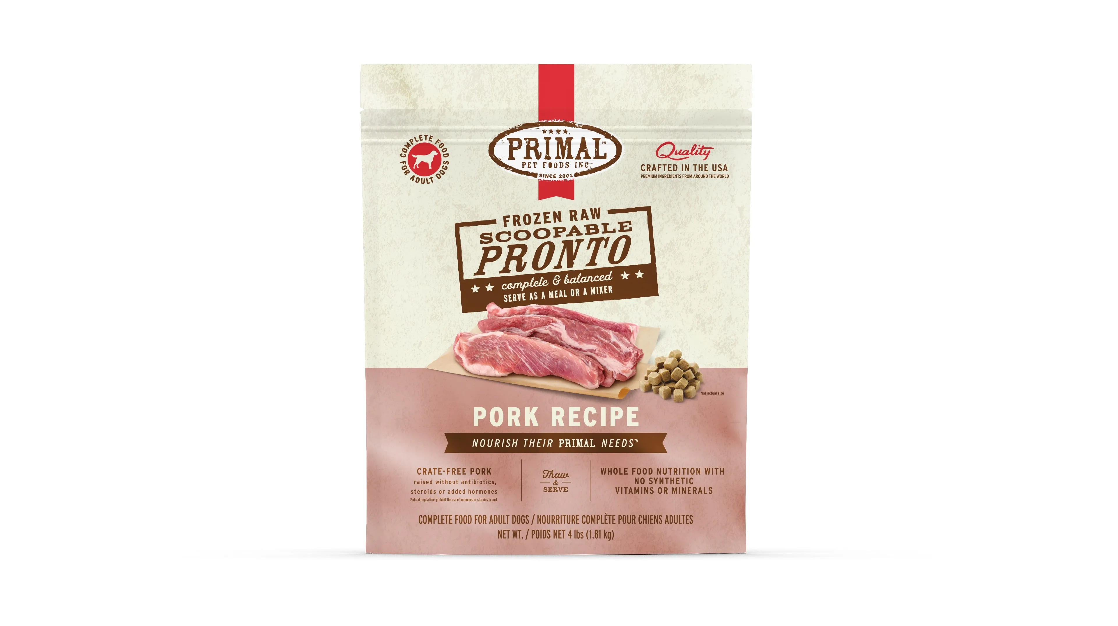 Primal Pronto Dog Raw Pork 4lbs.