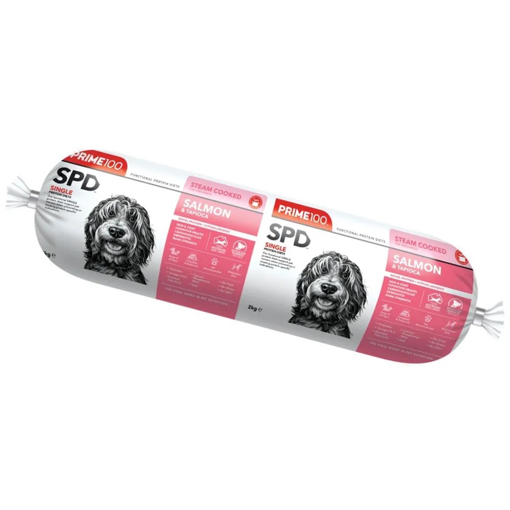 Prime100 SPD Salmon & Tapioca Grain Free Cooked Chilled Roll Dog Food 2kg (Exp 8Aug25)