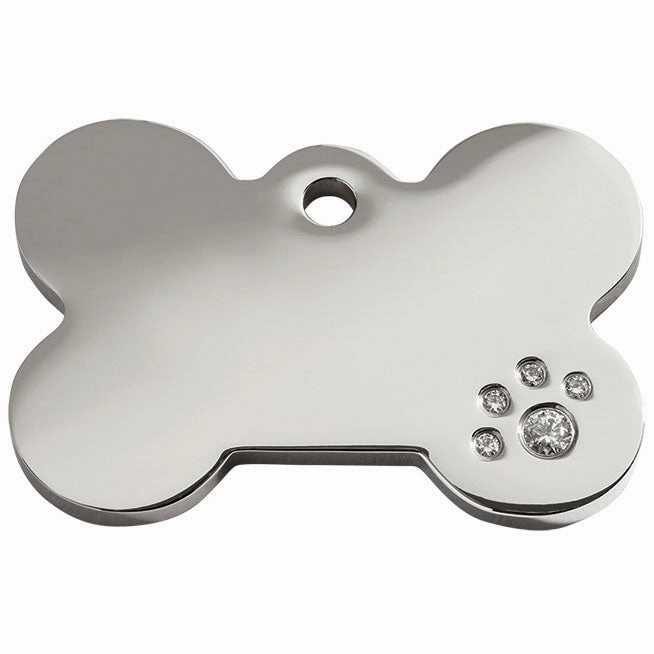 Red Dingo Diamante Bone Pet ID Dog Tags